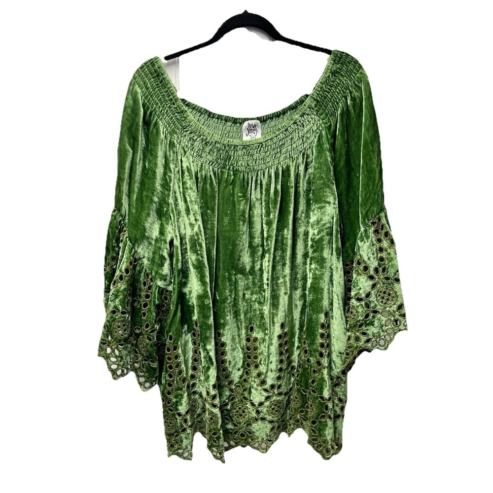 Ivy Jane XL Green Velvet Pirate Fairy Peasant Top Whimsy Gypsy Medieval Festival
